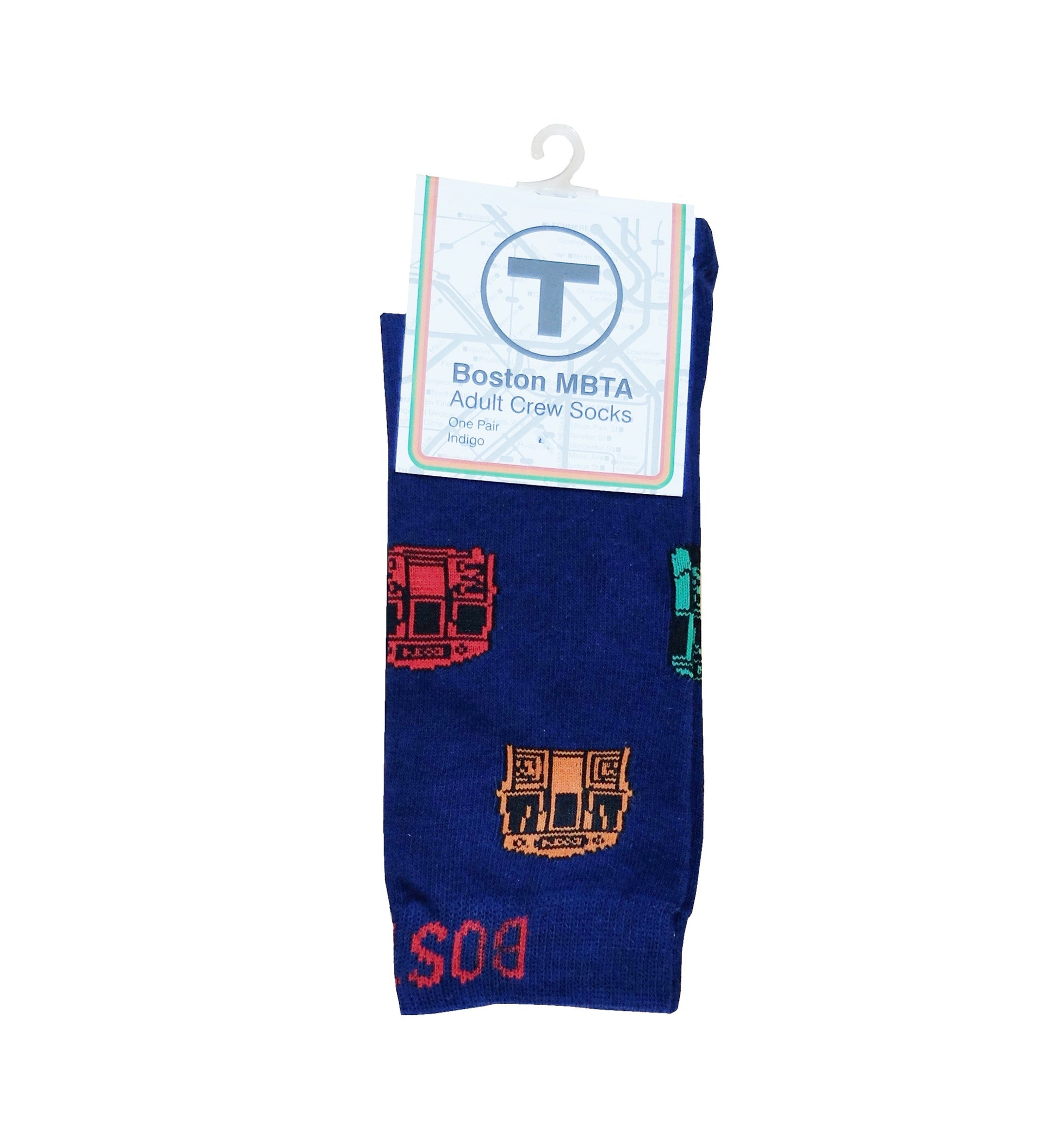 Adult Boston MBTA Subway Train Socks - Indigo Blue